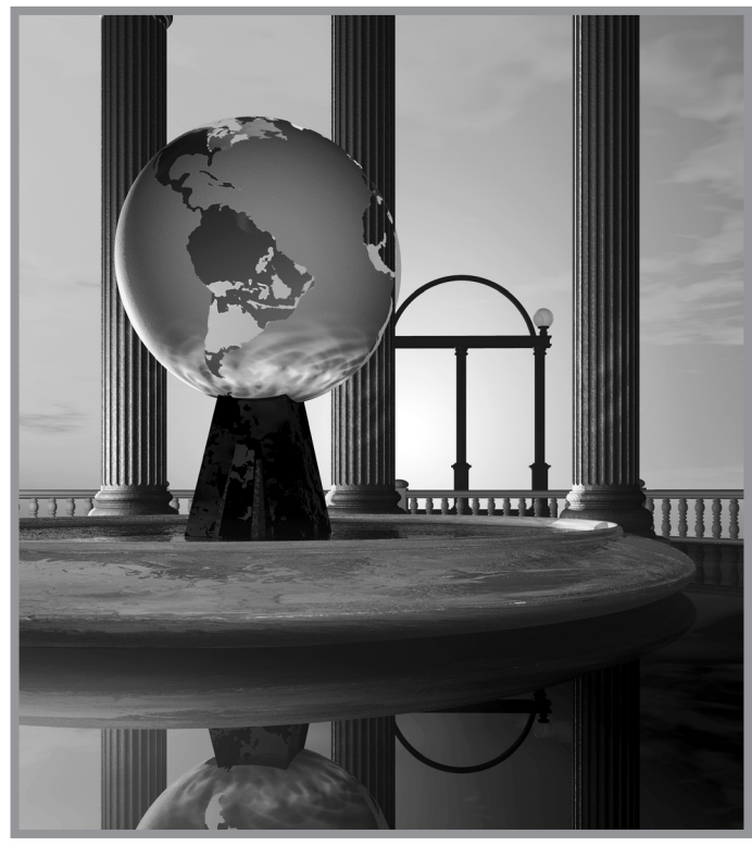 Black and white earth globe image